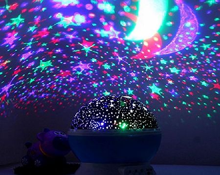 Magicmoon [New Generation] Magicmoon Sun And Star lighting Lamp 4 LED beads 360 Degree Romantic Lamp Relaxing Mood Light Projector Baby Nursery Bedroom Children Room and Christmas Gift (Blue)